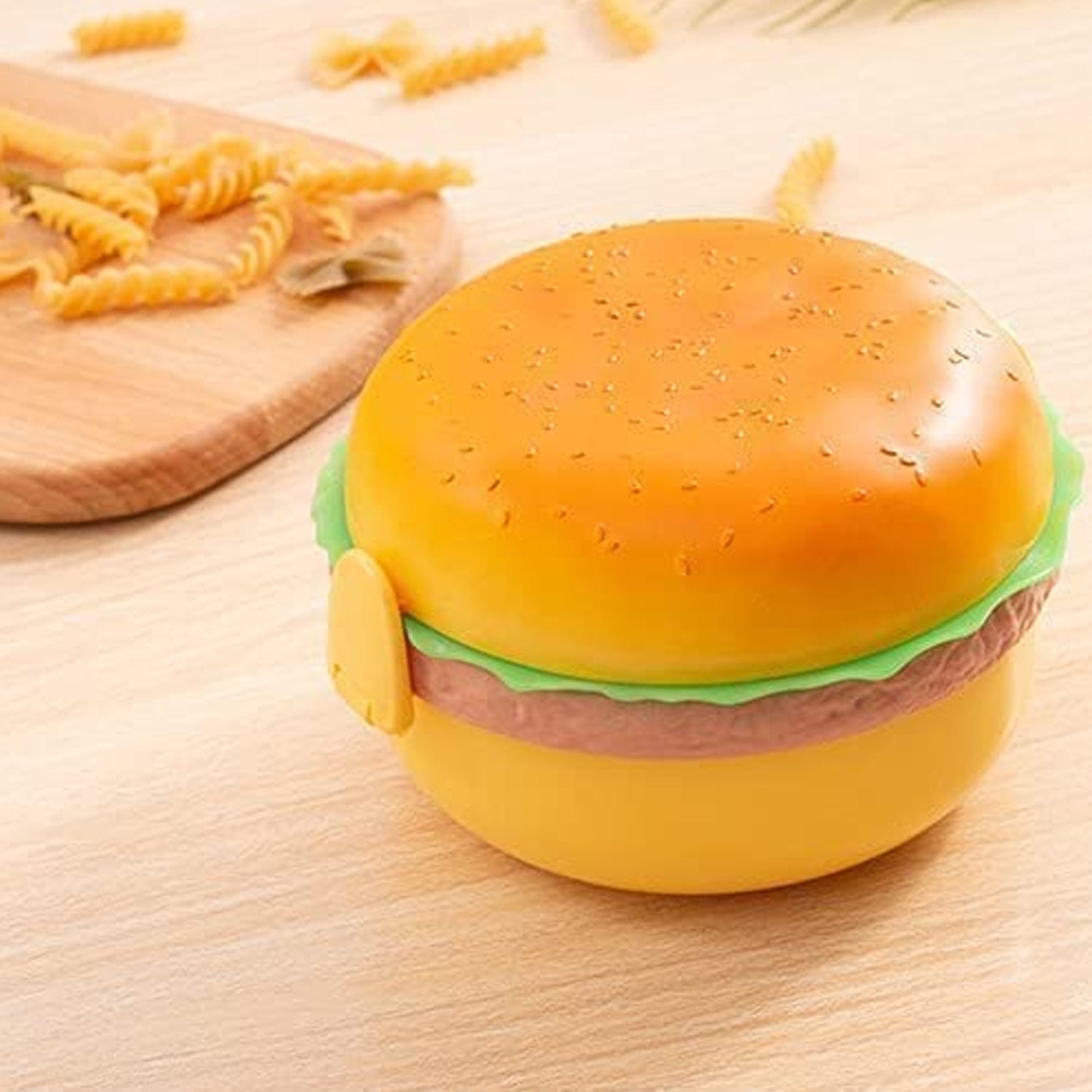 5313 Burger Shape Lunch Box Plastic Lunch Box Food Container Sets Double Layer Lunchbox 1000ml With 2 Spoon Applicable to Kids and Elementary School Students 5313 Burger Shape Lunch Box Plastic Lunch Box Food Container Sets Double Layer Lunchbox 1000ml With 2 Spoon Applicable to Kids and Elementary School Students